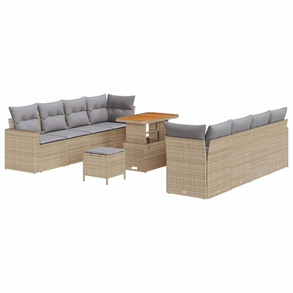 Set Divano da Giardino 12 pcs Beige e Grigio Chiaro polyrattan