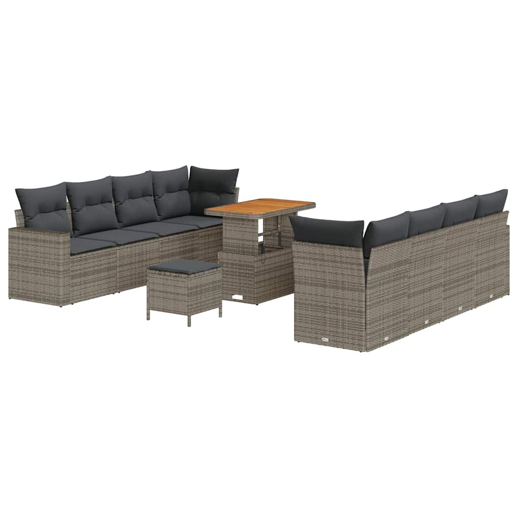 Set Divano da Giardino con cuscino 12 pcs Grigio polyrattan