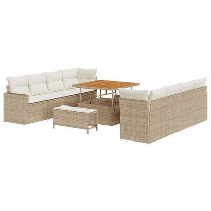Set Divano da Giardino 12 pcs Beige e Crema polyrattan