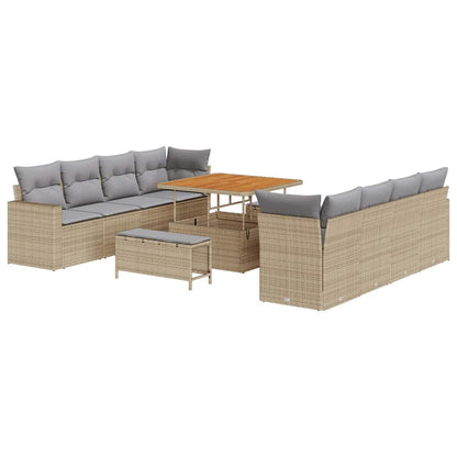Set Divano da Giardino 12 pcs Beige e Grigio Chiaro polyrattan