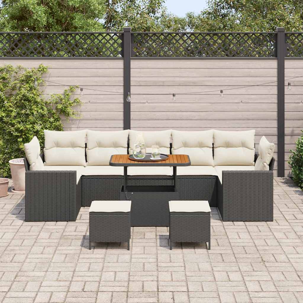 Set Divano da Giardino 13 pcs Beige e Crema polyrattan