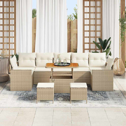 Set Divano da Giardino 13 pcs Nero e Crema polyrattan