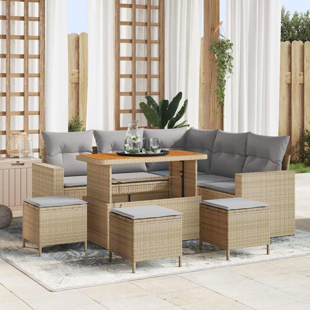 Set Divano da Giardino 10 pcs beige e grigio chiaro polyrattan