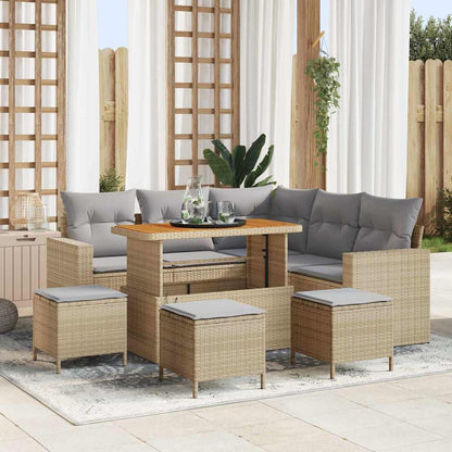 Set Divano da Giardino 10 pcs beige e grigio chiaro polyrattan