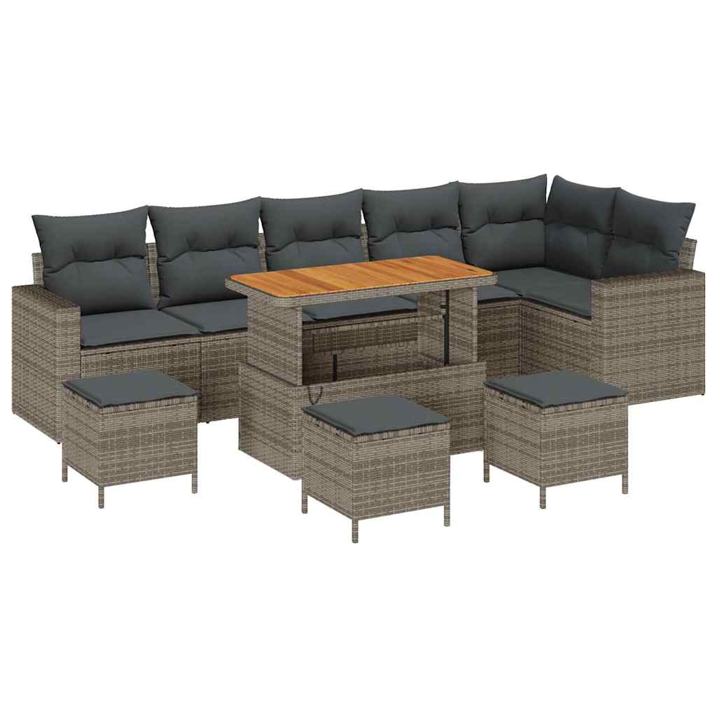 Set Divano da Giardino con cuscino 12 pcs Grigio polyrattan