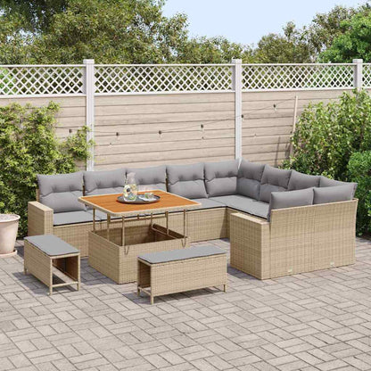 Set Divano da Giardino 13 pcs Beige e Grigio Chiaro polyrattan