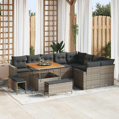 Set Divano da Giardino con cuscino 13 pcs Grigio polyrattan