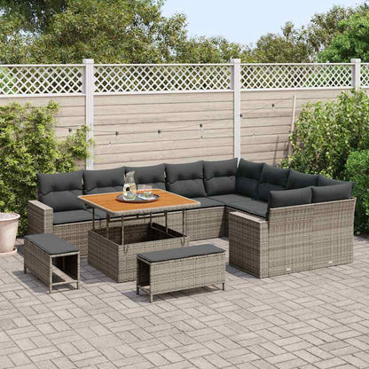 Set Divano da Giardino con cuscino 13 pcs Grigio polyrattan