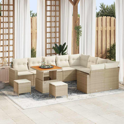 Set Divano da Giardino 13 pcs Beige e Crema polyrattan