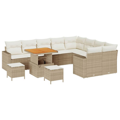 Set Divano da Giardino 13 pcs Beige e Crema polyrattan