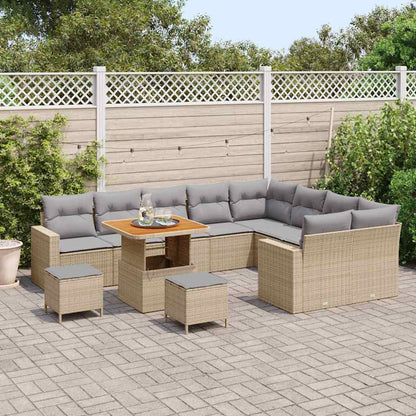 Set Divano da Giardino 13 pcs Beige e Grigio Chiaro polyrattan