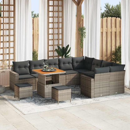 Set Divano da Giardino con cuscino 13 pcs Grigio polyrattan