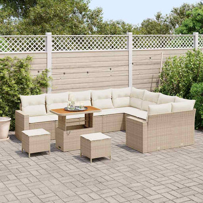 Set Divano da Giardino 13 pcs Beige e Crema polyrattan