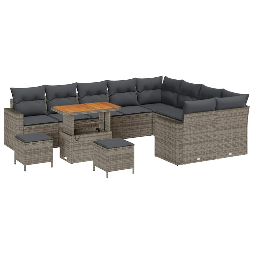 Set Divano da Giardino con cuscino 13 pcs Grigio polyrattan
