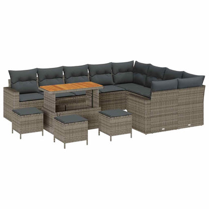 Set Divano da Giardino con cuscino 14 pcs Grigio polyrattan