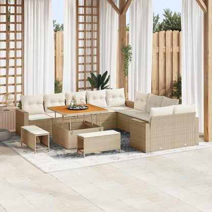 Set Divano da Giardino 17 pcs Beige e Crema polyrattan