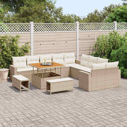 Set Divano da Giardino 17 pcs Beige e Crema polyrattan