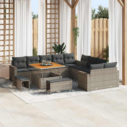 Set Divano da Giardino con cuscino 17 pcs Grigio polyrattan