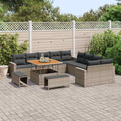 Set Divano da Giardino con cuscino 17 pcs Grigio polyrattan