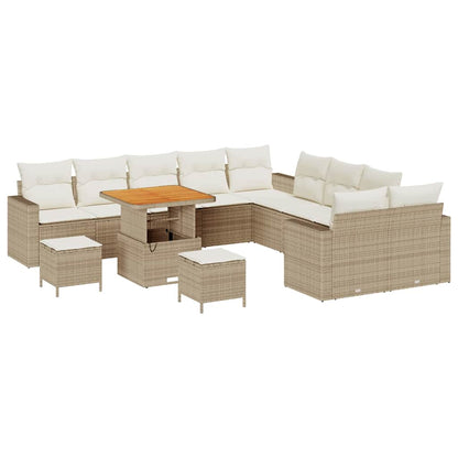 Set Divano da Giardino 17 pcs Beige e Crema polyrattan