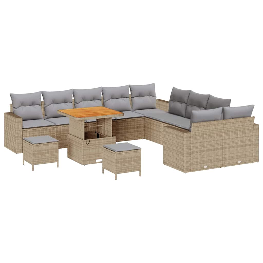 Set Divano da Giardino 17 pcs Beige e Grigio Chiaro polyrattan