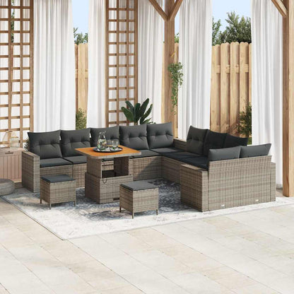 Set Divano da Giardino con cuscino 17 pcs Grigio polyrattan