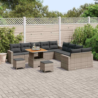 Set Divano da Giardino con cuscino 17 pcs Grigio polyrattan