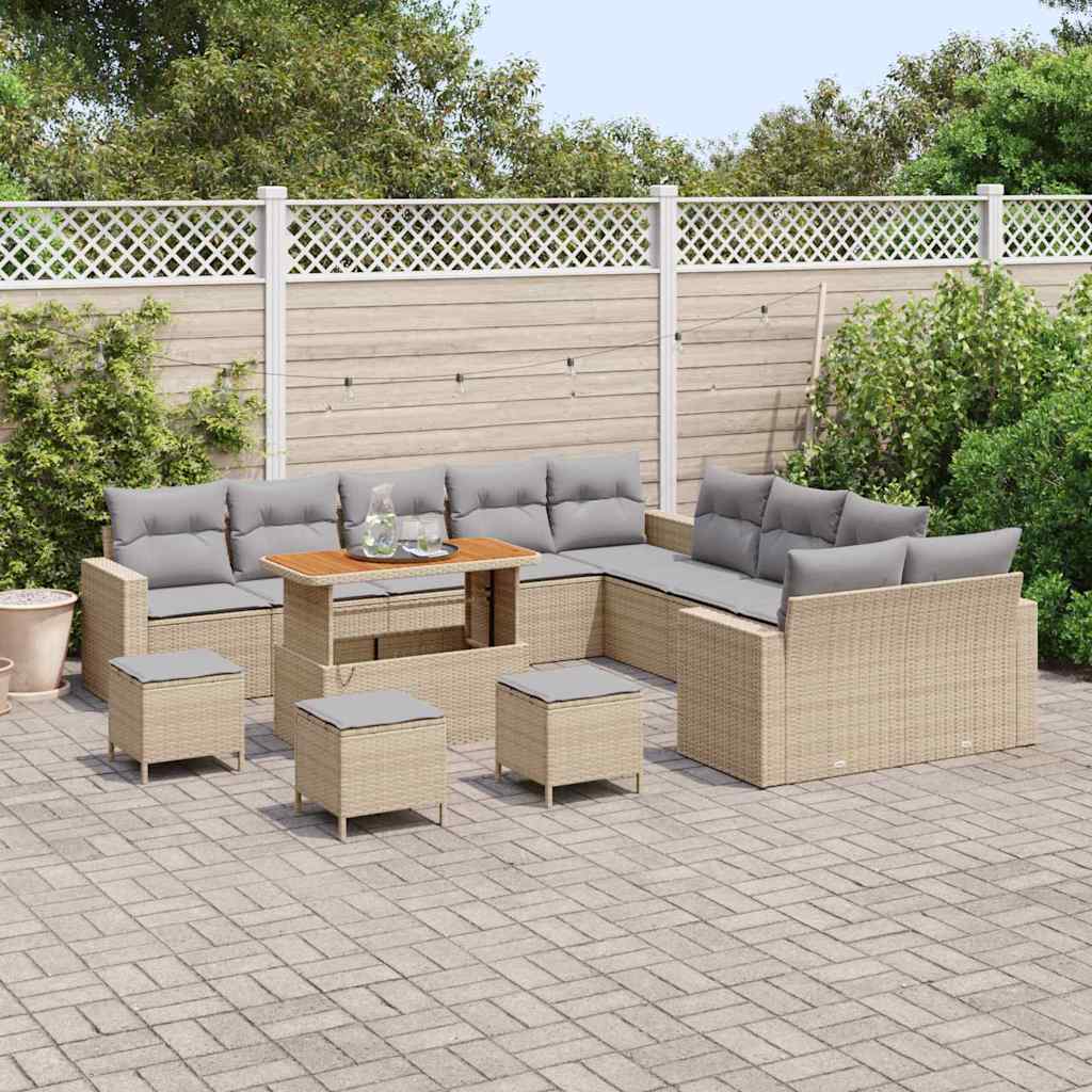 Set Divano da Giardino 18 pcs Beige e Grigio Chiaro polyrattan
