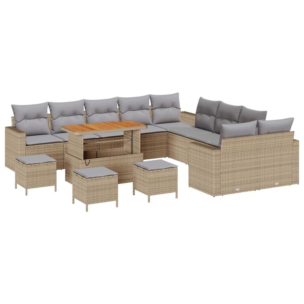 Set Divano da Giardino 18 pcs Beige e Grigio Chiaro polyrattan