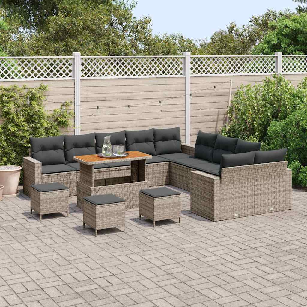 Set Divano da Giardino con cuscino 18 pcs Grigio polyrattan