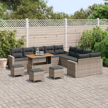 Set Divano da Giardino con cuscino 18 pcs Grigio polyrattan