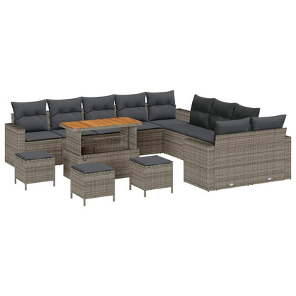 Set Divano da Giardino con cuscino 18 pcs Grigio polyrattan