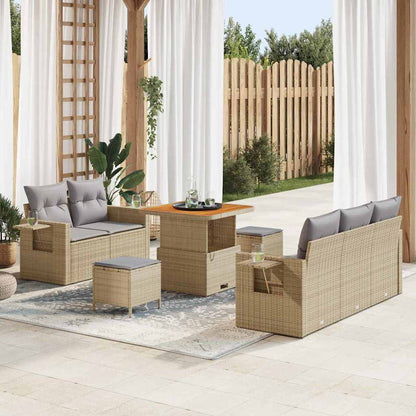 Set Divano da Giardino 10 pcs beige e grigio chiaro polyrattan