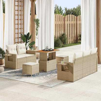 Set Divano da Giardino 10 pcs Beige e Crema polyrattan