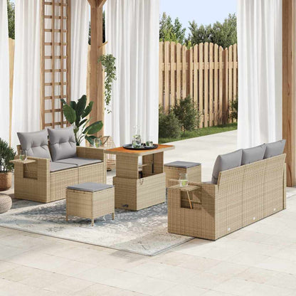 Set Divano da Giardino 10 pcs beige e grigio chiaro polyrattan