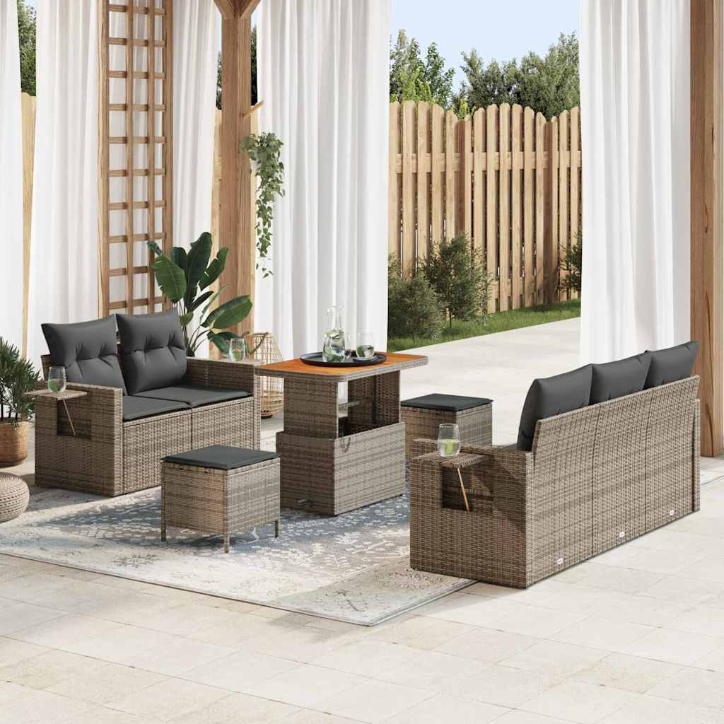 Set Divano da Giardino con cuscino 10 pcs Grigio polyrattan
