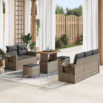 Set Divano da Giardino con cuscino 10 pcs Grigio polyrattan