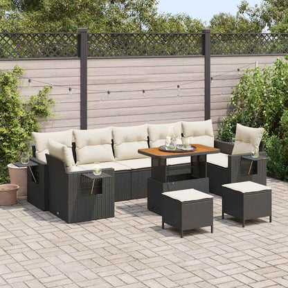 Set Divano da Giardino 13 pcs Nero e Crema polyrattan