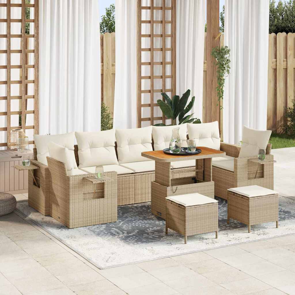 Set Divano da Giardino 13 pcs Beige e Crema polyrattan