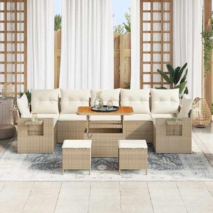Set Divano da Giardino 13 pcs Beige e Crema polyrattan