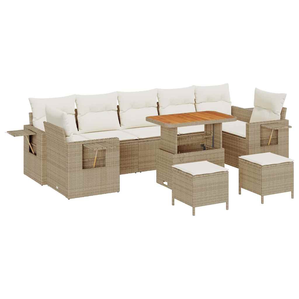 Set Divano da Giardino 13 pcs Beige e Crema polyrattan