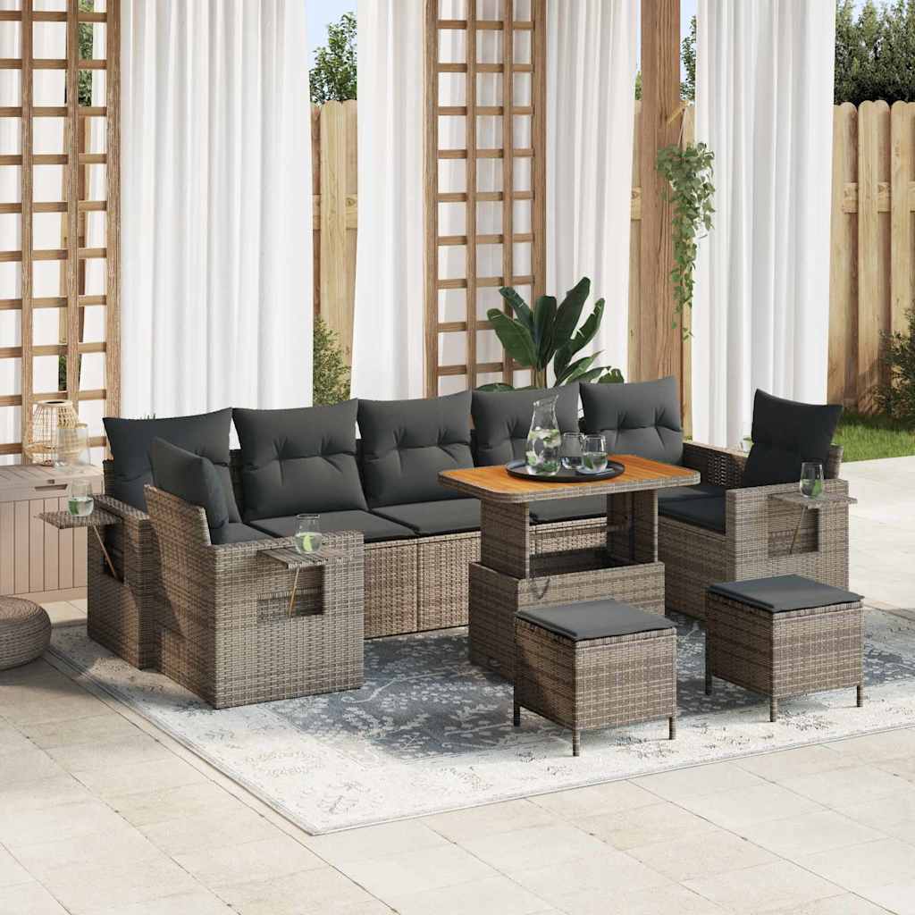 Set Divano da Giardino con cuscino 13 pcs Grigio polyrattan