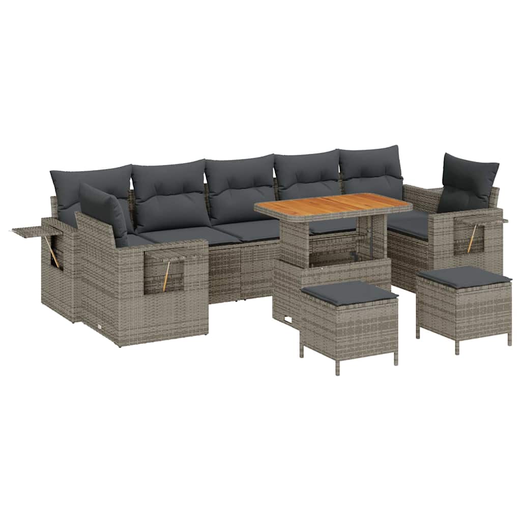 Set Divano da Giardino con cuscino 13 pcs Grigio polyrattan