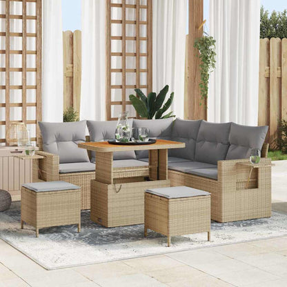 Set Divano da Giardino 9 pcs beige e grigio chiaro polyrattan
