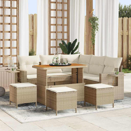 Set Divano da Giardino 10 pcs Beige e Crema polyrattan