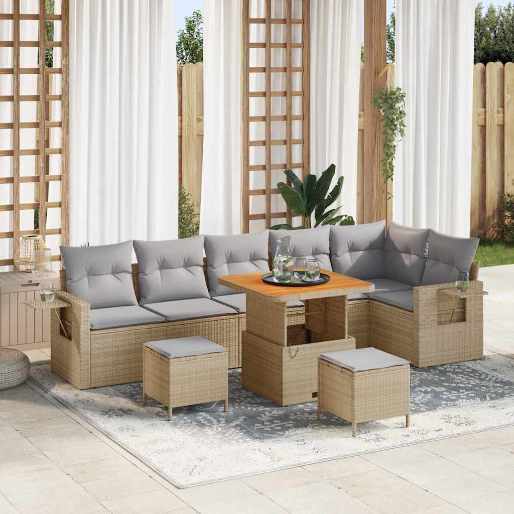 Set Divano da Giardino 11 pcs Beige e Grigio Chiaro polyrattan