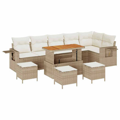 Set Divano da Giardino 12 pcs Beige e Crema polyrattan