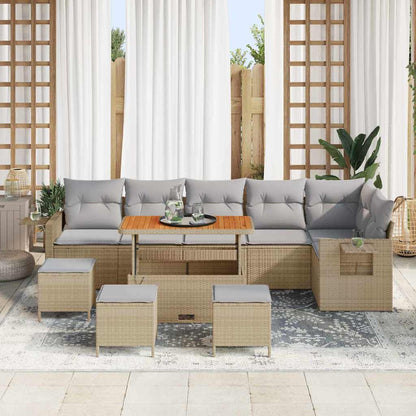 Set Divano da Giardino 12 pcs Beige e Grigio Chiaro polyrattan