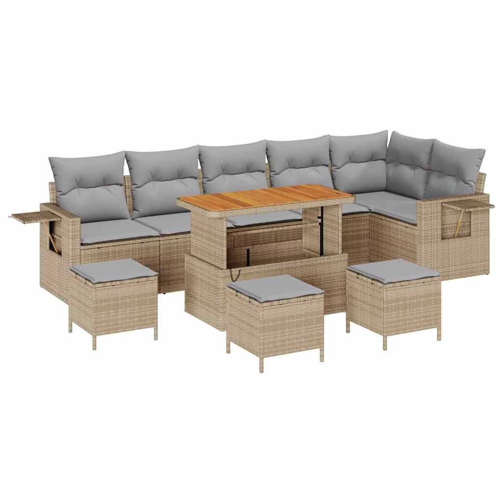Set Divano da Giardino 12 pcs Beige e Grigio Chiaro polyrattan