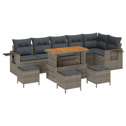 Set Divano da Giardino con cuscino 12 pcs Grigio polyrattan